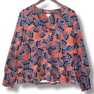 NIC+ZOE Amber Blues Heavyweight Blouse Top XXL Floral Sweatshirt Artsy Whimsical
